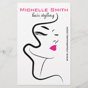 Modern minimalistisk rosa svart hår salong flygblad