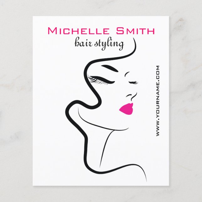 Modern Minimalistisk Rosa Svart Hårskönhetssalong Flygblad (Framsidan)