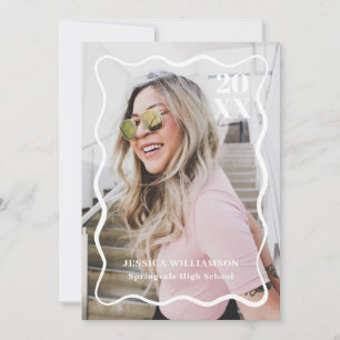 Modern minimalistisk Rosa Vågigt fotoStudentfest Inbjudningar