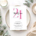 Modern minimalistisk Rosa Vit 21:a födelsedag Inbjudningar<br><div class="desc">Modern 21:a födelsedag med enkel design med typografi av chic och elegant.</div>