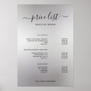 Modern Minimalistisk Salong Prislista Skylt för Sk