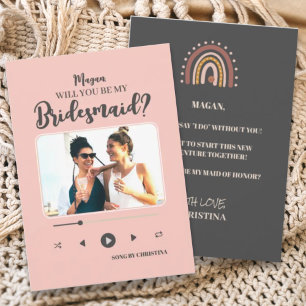 Modern minimalistisk Sång-foto-Bridesmaid Frieri Inbjudningar