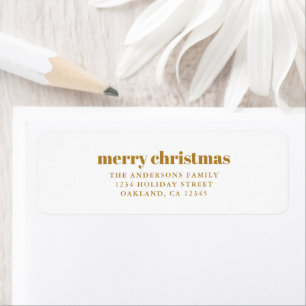 Modern minimalistisk senap Guld God jul Returadress Etikett