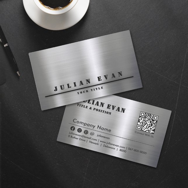 Modern minimalistisk shiny Brushed Metall Visitkort (Modern Minimalist Shiny Brushed Metal Business Card)