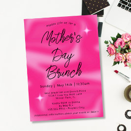 Modern minimalistisk Shock rosa-Brunch Mors dag Inbjudningar
