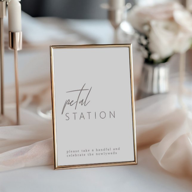 Modern minimalistisk signal från Petal Station Brö Inbjudningar (Modern Minimalist Petal Station Wedding Sign)