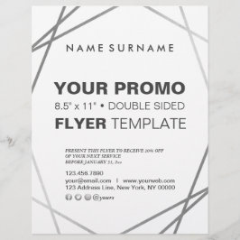 Modern, minimalistisk Silver-geometri, 8,5" x11" Reklamblad