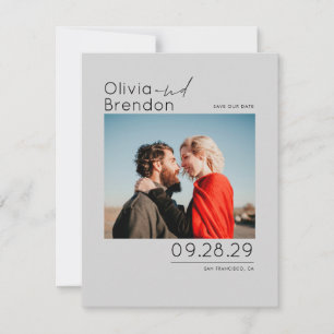 Modern minimalistisk Silver-Grått Spara datumfoto Datumet