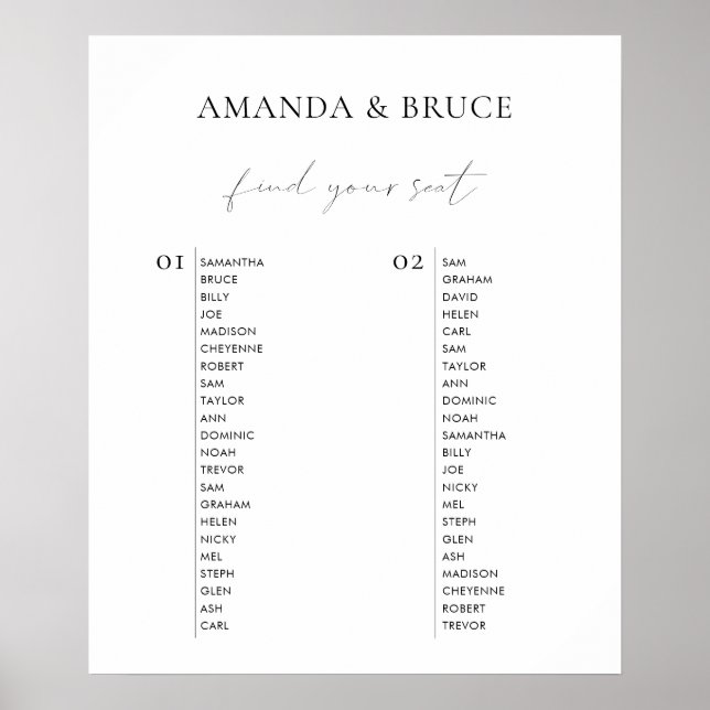 Modern minimalistisk sittplats i Bröllop i Calligr Poster (Framsidan)