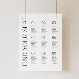 Modern minimalistisk sittplatsplan för Bröllop Pos Poster