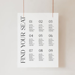 Modern minimalistisk sittplatsplan för Bröllop Pos Poster