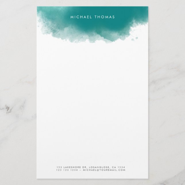 Modern minimalistisk skalvattensfärg Stänk Brevpapper (Framsida)