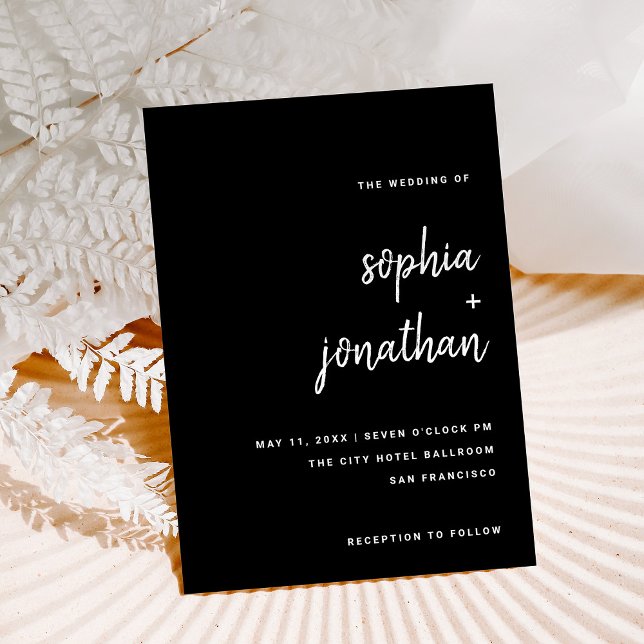 Modern Minimalistisk Skrift Svart | Bröllop Inbjudningar (Skapare uppladdad)