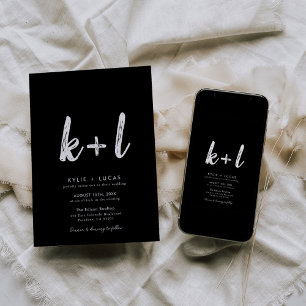 Modern, minimalistisk skrift, svart och vitt Bröll Inbjudningar