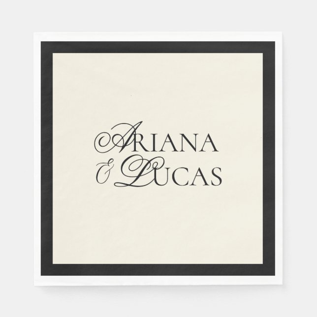 Modern, minimalistisk skrift, svart och vitt Bröll Pappersservett (Framsidan)