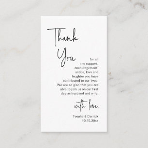 Modern, minimalistisk skrift, tack, Bröllop Tilläggskort