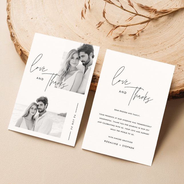 Modern minimalistisk skript 2 Photo Bröllop Tack Kort (Skapare uppladdad)