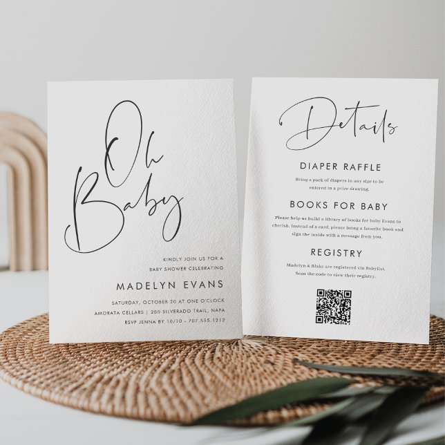 Modern, minimalistisk skript allt i en babydusch inbjudningar (Skapare uppladdad)