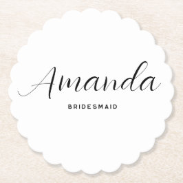 Modern Minimalistisk skript Bachelorette Bridesmai Underlägg Papper