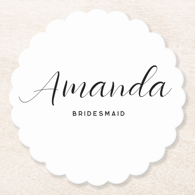 Modern Minimalistisk skript Bachelorette Bridesmai Underlägg Papper (Framsida)