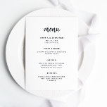 Modern, minimalistisk skript | BRÖLLOP Meny<br><div class="desc">Den här eleganten har ett minimalistiskt bröllop-menykort en modern skripttypografi och ren,  sans serif-text för en enkel och snyggt svart och vit design som du kommer att använda i kärlek.</div>