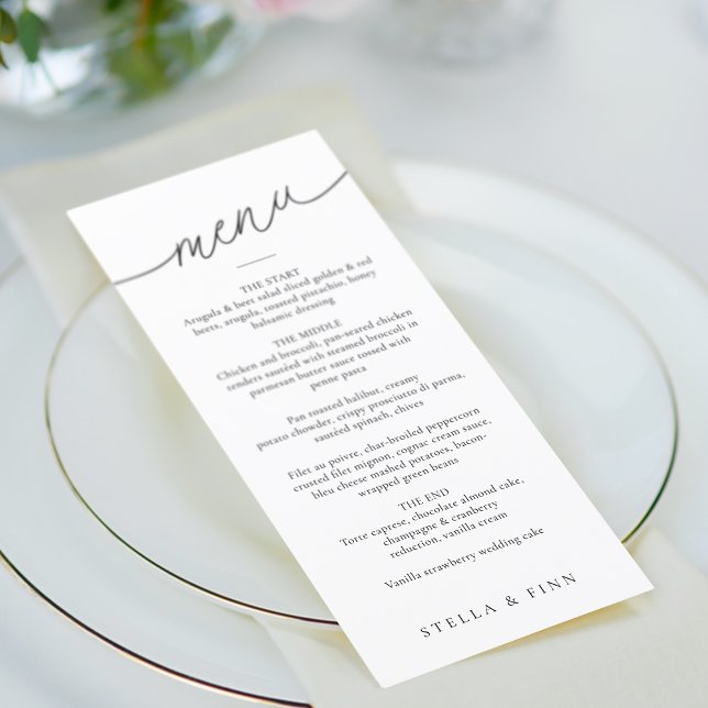 Modern minimalistisk skript Bröllop Meny (Modern Minimalist Script Wedding Menu)