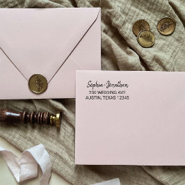 Modern, minimalistisk skript | BRÖLLOP RETURADRESS Självfärgande Stämpel