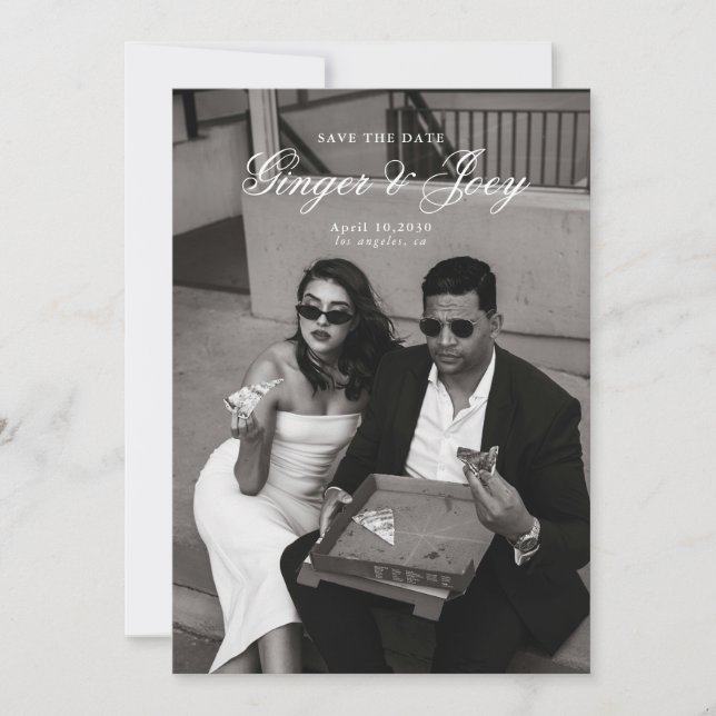 Modern minimalistisk skript Bröllop spara datum Inbjudningar (Framsida)