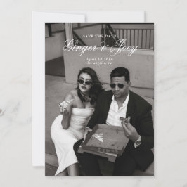 Modern minimalistisk skript Bröllop spara datum Inbjudningar