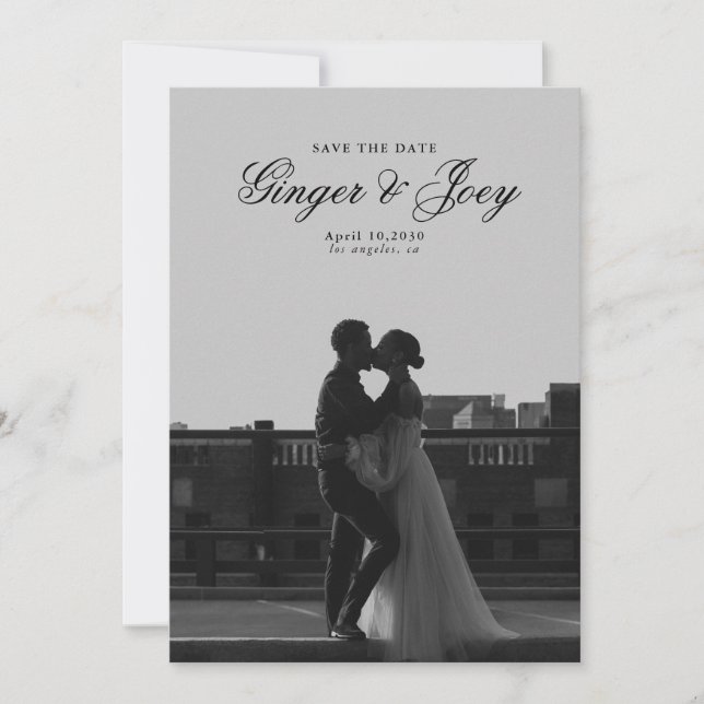 Modern minimalistisk skript Bröllop spara datum Inbjudningar (Framsida)