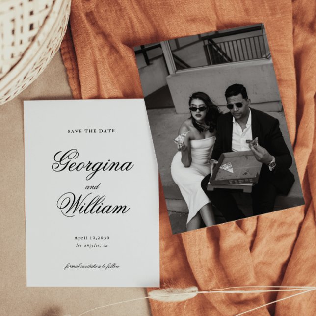 Modern minimalistisk skript Bröllop spara datum Inbjudningar (Skapare uppladdad)