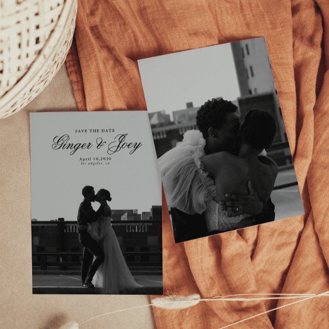 Modern minimalistisk skript Bröllop spara datum Inbjudningar (Skapare uppladdad)