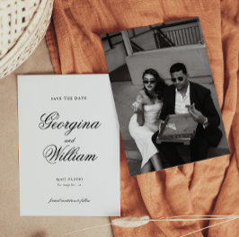 Modern minimalistisk skript Bröllop spara datum Inbjudningar