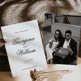 Modern minimalistisk skript Bröllop spara datum Inbjudningar