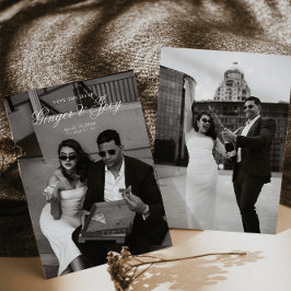 Modern minimalistisk skript Bröllop spara datum Inbjudningar