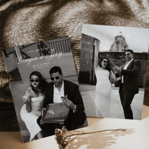 Modern minimalistisk skript Bröllop spara datum Inbjudningar