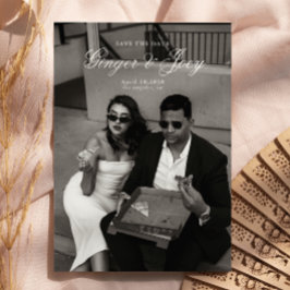 Modern minimalistisk skript Bröllop spara datum Inbjudningar