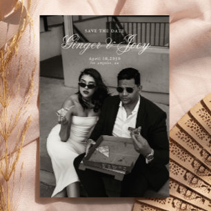 Modern minimalistisk skript Bröllop spara datum Inbjudningar