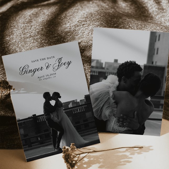 Modern minimalistisk skript Bröllop spara datum Inbjudningar (Skapare uppladdad)