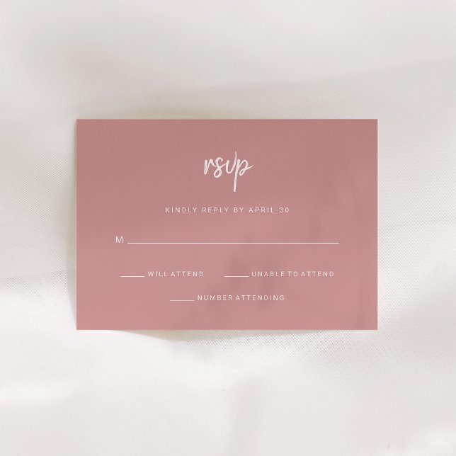 Modern, minimalistisk skript | Dusty Ro Bröllop OSA Kort (A modern dusty pink wedding rsvp card)