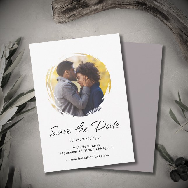 Modern, minimalistisk skript Foto Boho Bröllop Spara Datumet (Skapare uppladdad)