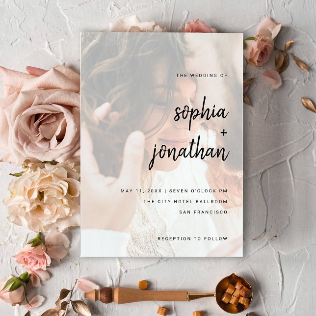Modern, minimalistisk skript | Foto Bröllop Inbjudningar (Skapare uppladdad)