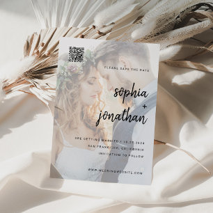 Modern, minimalistisk skript   Foto- och QR-kod Spara Datumet