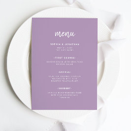 Modern minimalistisk skript Lavender | BRÖLLOP Meny