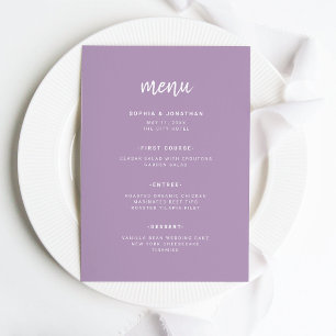 Modern minimalistisk skript Lavender   BRÖLLOP Meny
