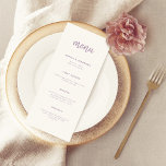Modern minimalistisk skript Lavender | BRÖLLOP Meny<br><div class="desc">Den här eleganten har det minsta bröllop-menykortet modern skripttypografi och ren,  sans serif-text för en enkel och snyggt vit och lavender-design som du kommer att använda i kärlek.</div>