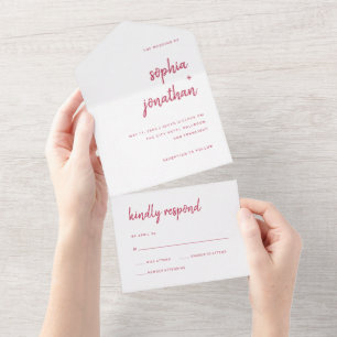 Modern, minimalistisk skript Magenta Red Bröllop