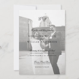 Modern Minimalistisk skript Monogram Bröllop Inbjudningar