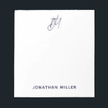 Modern Minimalistisk skript, monogram vit Anteckningsblock<br><div class="desc">Behålla alla dina anteckningar som har organiserats med det här moderna minimalistiska anteckningsblocket för skript i monogram. Det här anteckningsblocket har en elegant och enkel utformning och är perfekt för använda hemma, på kontoret eller på resan. Det blå skriptmonogrammet för vit bakgrund och anpassade gör det här anteckningsblocket till ett...</div>