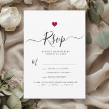 Modern minimalistisk skript Red Heart-Bröllop OSA